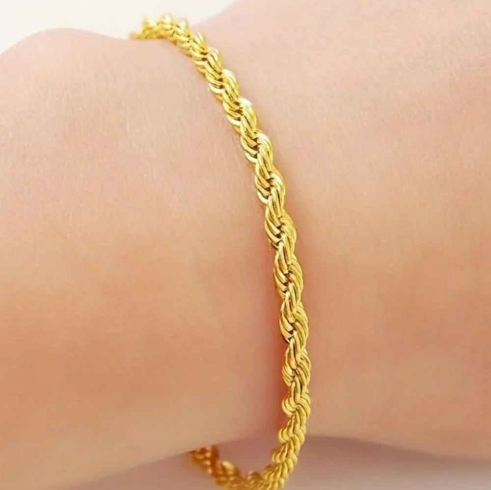 NEW Gold Plated Twisted Rope Bracelet